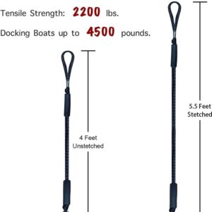 Elastic Boat Mooring Rope Bungee Dock Line Black – Sumo Deals Close-Up Of The Clear Sliding Pvc Adjustment Tube On An Elastic Boat Mooring Rope
