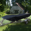 Square Boat Cover 17-20FT fitted on a trailerable square bow boat