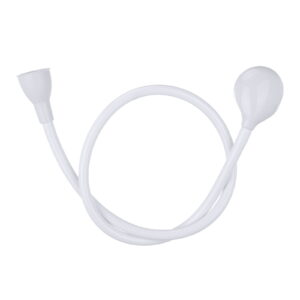 Portable shampoo sprayer hose attached to a chrome laundry tap over a clean white basin