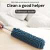 （navy blue）Household Cleaning Duster / Static Duster / Dust Sweeper / Telescopic & Non-Shedding / Washable & Bendable / High-Reach Cleaning Tool / Cleaning Tools & Supplies