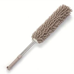 khaki Household Cleaning Duster / Static Duster / Dust Sweeper / Telescopic & Non-Shedding / Washable & Bendable / High-Reach Cleaning Tool / Cleaning Tools & Supplies