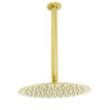 Brushed gold round ceiling shower head with vertical extension arm set