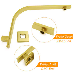Brushed Gold Square 12&Quot; Rain Shower Head &Amp; Wall Arm Set Product Image Sumo Deals