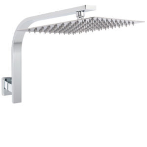 Chrome 12 inch rainfall shower head with brass gooseneck wall arm set