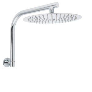 KYLINS 12 inch round chrome rainfall shower head with gooseneck wall arm