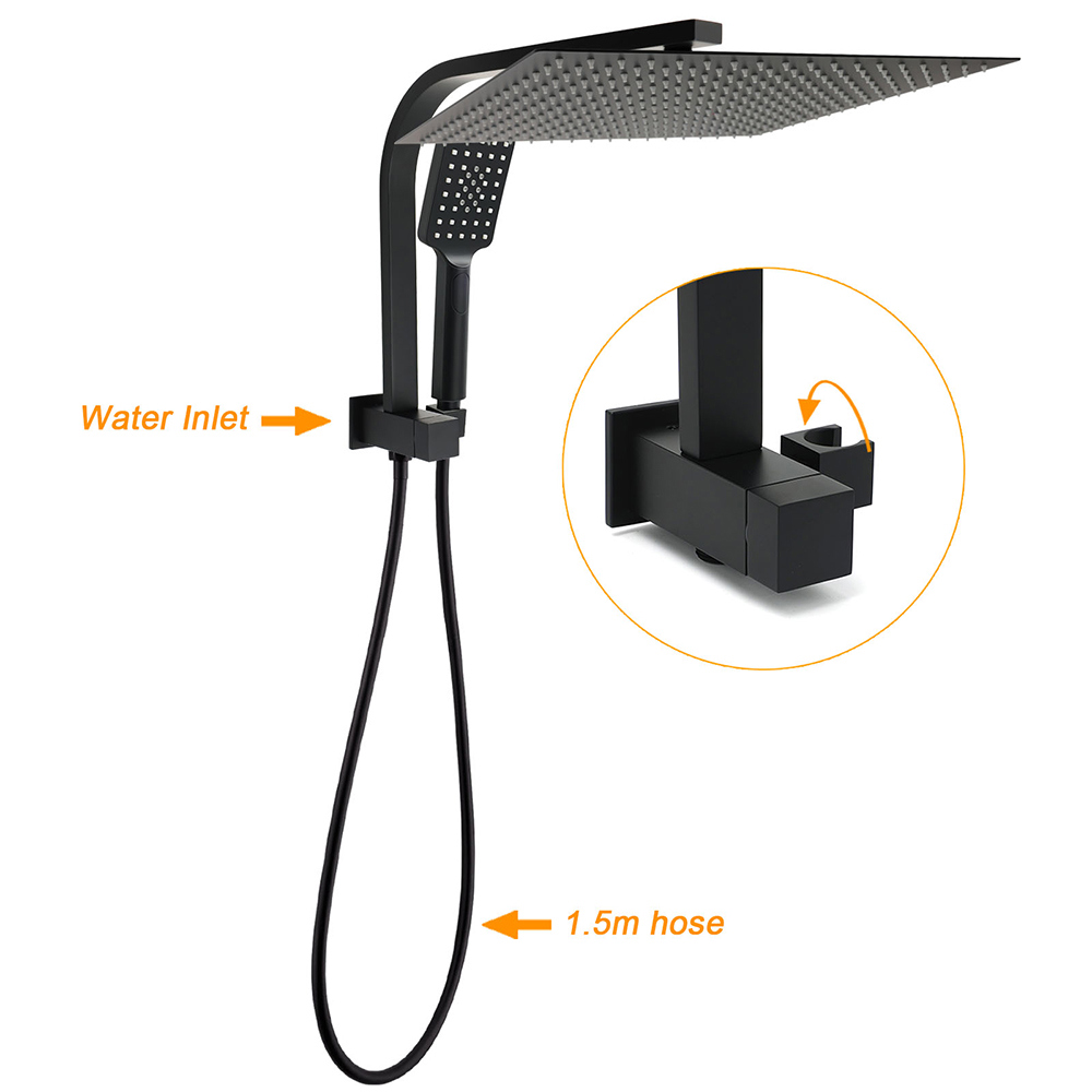 Matt Black Dual Rainfall Shower Set With Handheld – Sumo Deals Matt Black Dual Rainfall Shower Set With Handheld - Image 2