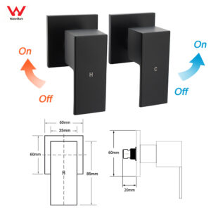 Pair Of Matt Black Brass Quarter Turn Wall Taps With Ceramic Disc