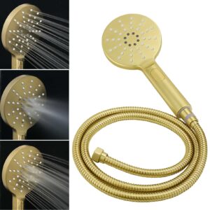 Overhead View Of The 8 Inch Brushed Gold Rain Shower Head Round Plate.