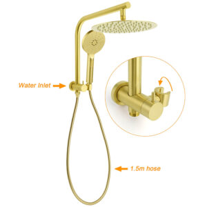 Brushed Gold 12 Inch Round Shower Set With Wall Mixer Product Image Sumo Deals