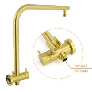 Brushed Gold Rain Shower Head Wall Mixer Set Product Image Sumo Deals