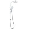 Chrome Double Square Rail Shower Set – Sumo Deals Chrome Double Square Rail Shower Set With Overhead Geometric Rainfall Plate And Handheld Wand