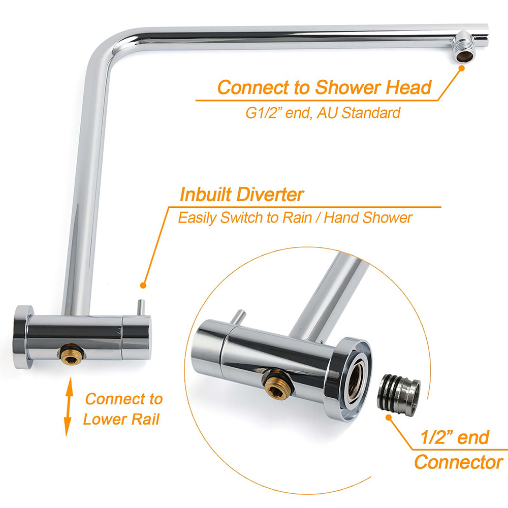 Chrome Round Rail Shower Set With Handheld Spray – Sumo Deals Modern Tiled Bathroom Installation Featuring A Chrome Dual Rail Shower Set