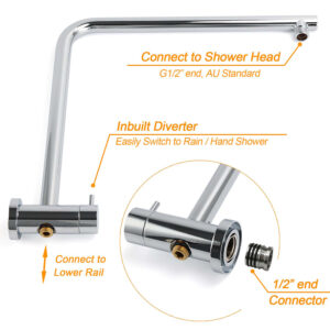 Chrome Double Round Rail Shower Set With 12&Quot; Head – Sumo Deals Modern Tiled Bathroom Installation Featuring A Chrome Double Round Rail Shower Set
