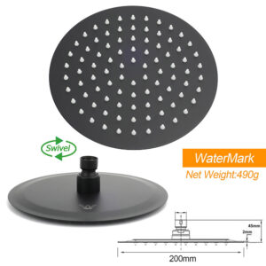 Matt Black Round 2In1 8 Inch Shower Head Set With Taps Product Image Sumo Deals