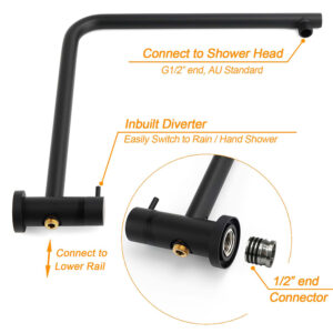 Matt Black Round 2In1 8 Inch Shower Head Set With Taps Product Image Sumo Deals