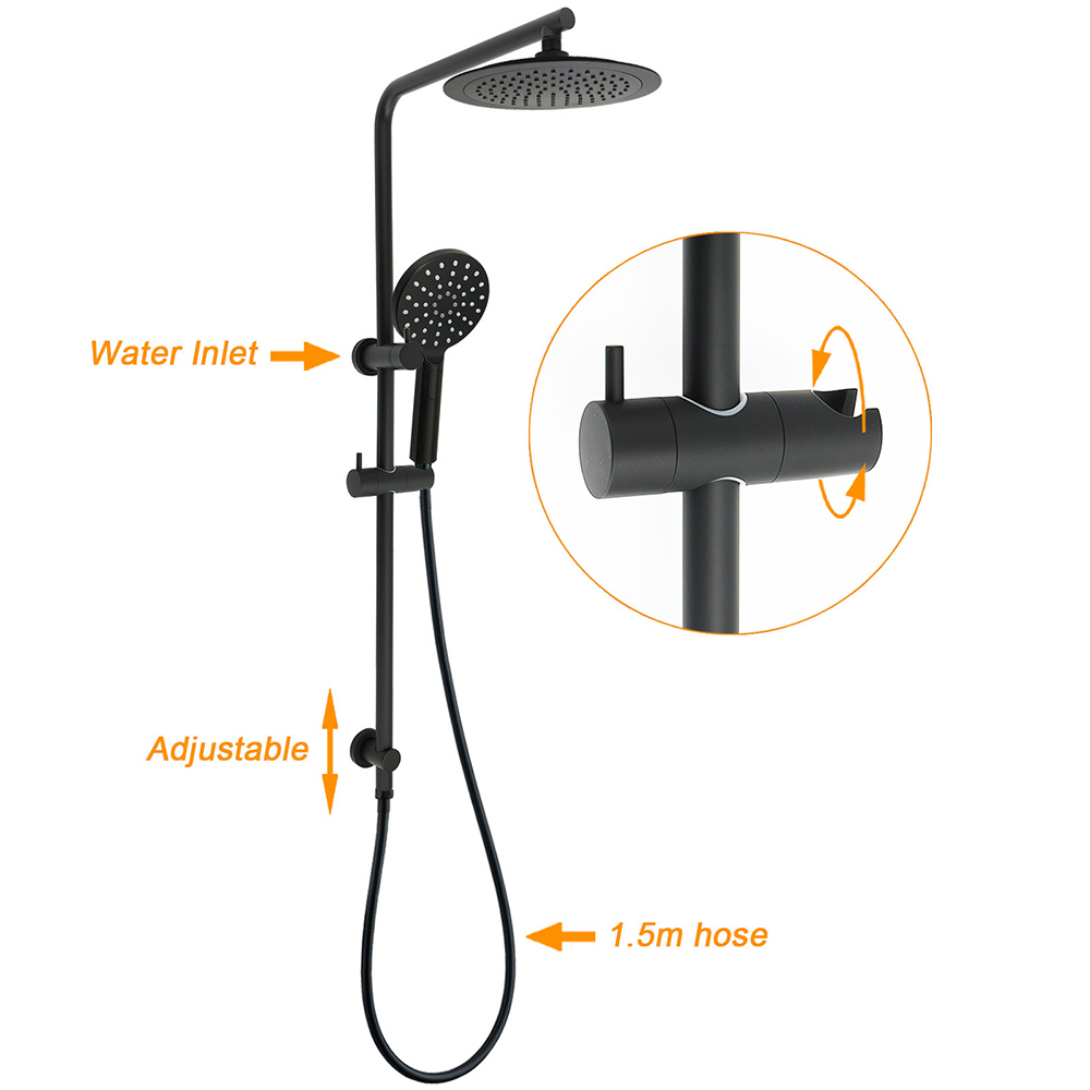 Matt Black 9 Inch Round Shower Set With Mixer – Sumo Deals Matt Black 9 Inch Round Shower Set With Mixer - Image 2