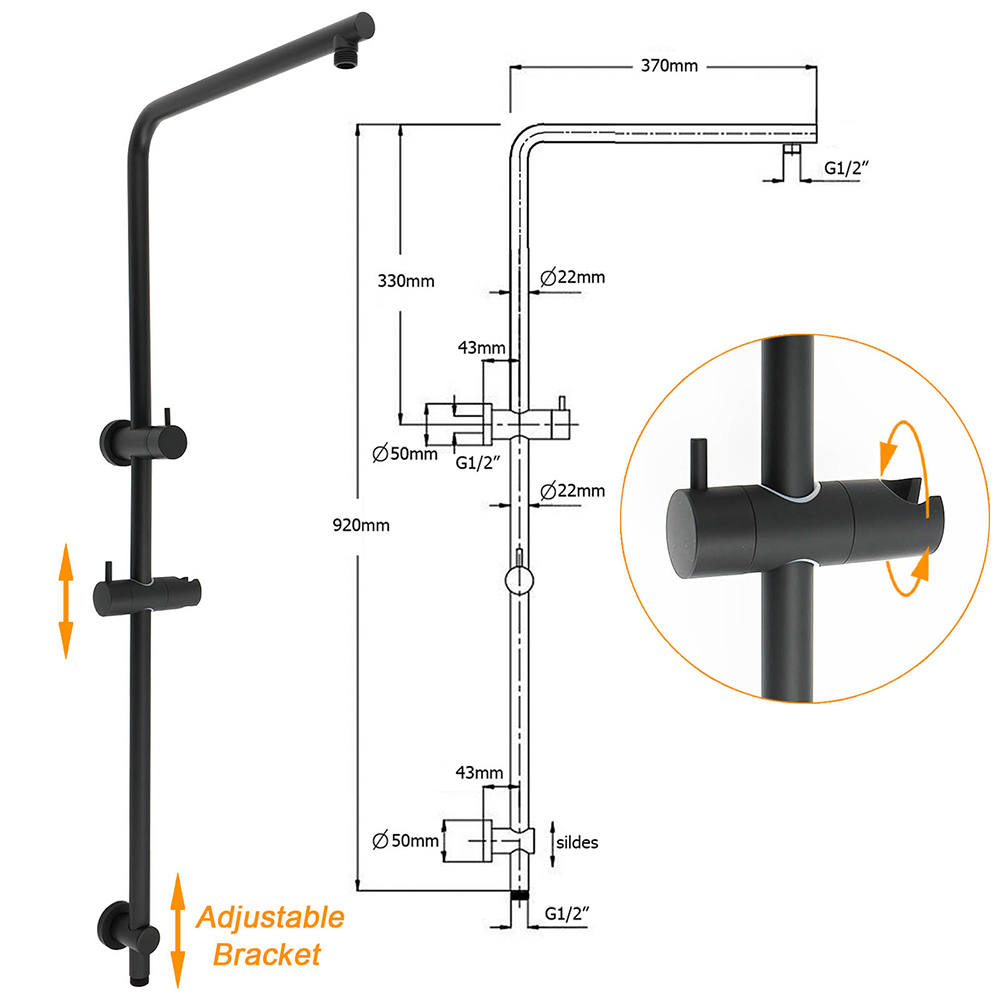 Matt Black 9 Inch Round Shower Set With Mixer – Sumo Deals Matt Black 9 Inch Round Shower Set With Mixer - Image 3