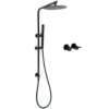 Matt Black 10" Rain Shower Head Set with 10 inch overhead disk and twin wall taps