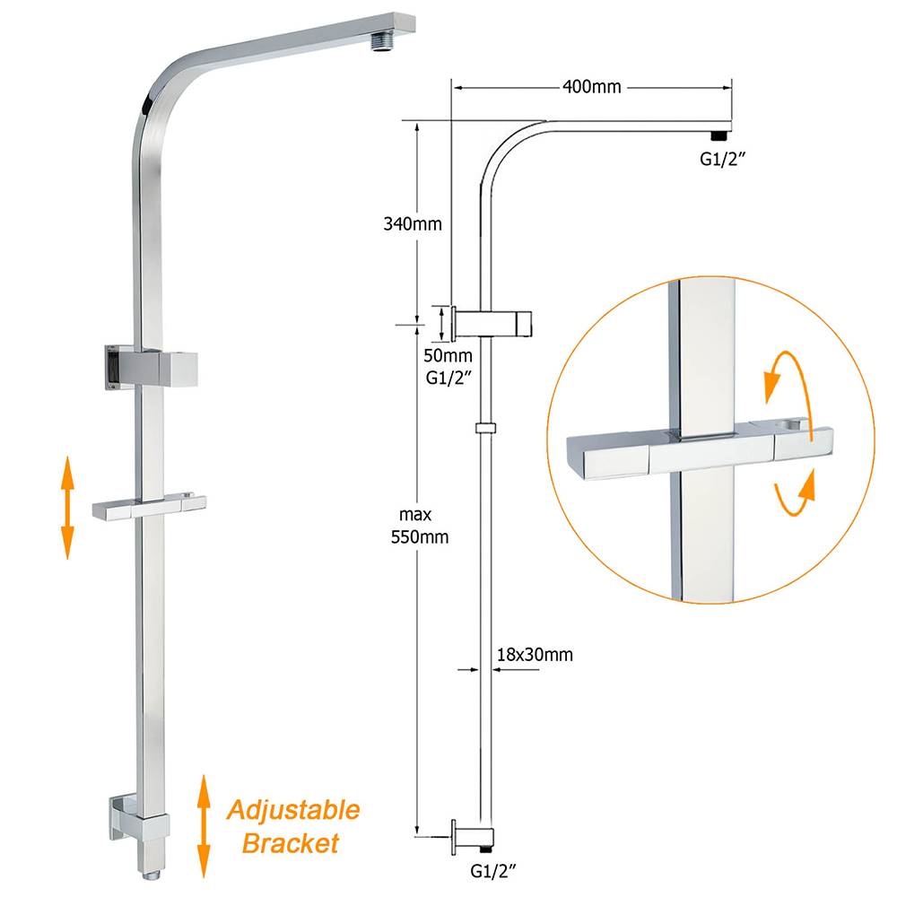 Wels Twin Square Shower Set With 8 Inch Rain Head – Sumo Deals Wels Twin Square Shower Set With 8 Inch Rain Head - Image 3