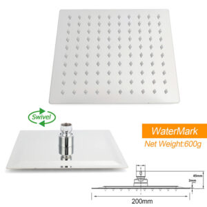 Wels Twin Square Shower Set With 8 Inch Rain Head – Sumo Deals Close Up Of 8 Inch Stainless Steel Square Rain Shower Head