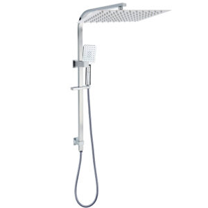 Complete WELS dual square shower set with 16 inch overhead plate and handheld wand