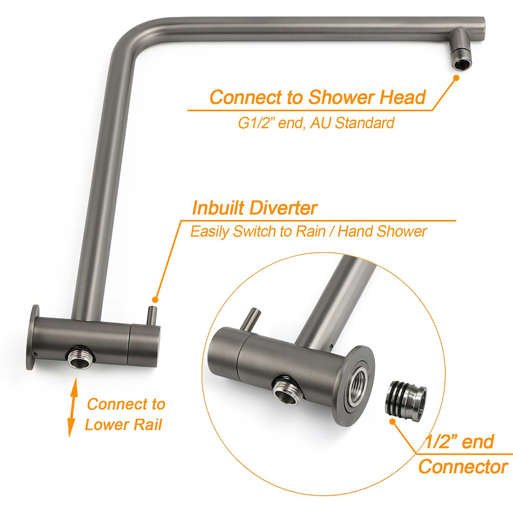 Gunmetal Grey 2 In 1 Round Shower Head Set With Taps – Sumo Deals Gunmetal Grey 2 In 1 Round Shower Head Set With Taps - Image 4