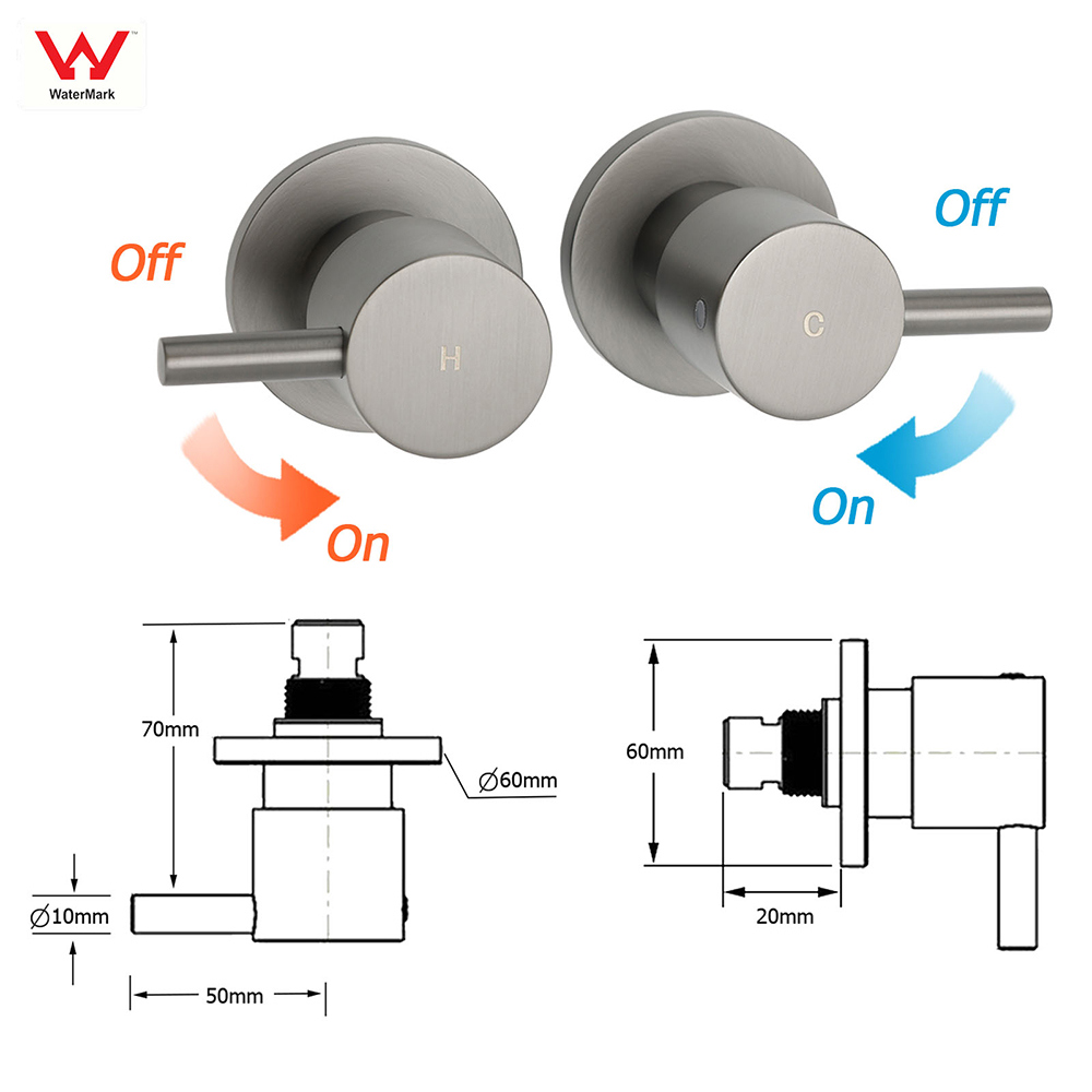 Gunmetal Grey 2 In 1 Round Shower Head Set With Taps – Sumo Deals Gunmetal Grey Twin Wall Taps With Quarter Turn Ceramic Disc Mechanism