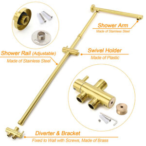 Kylins Brushed Gold Square Dual Twin Taps Shower Set Product Image Sumo Deals