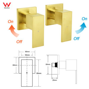 Kylins Brushed Gold Square Dual Twin Taps Shower Set Product Image Sumo Deals