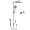 Gun Metal Dual Round Shower Head Combo Set - 10 Inch – Sumo Deals Complete Gun Metal Dual Round Shower Head Twin Rail System With Overhead Plate And Hand Wand