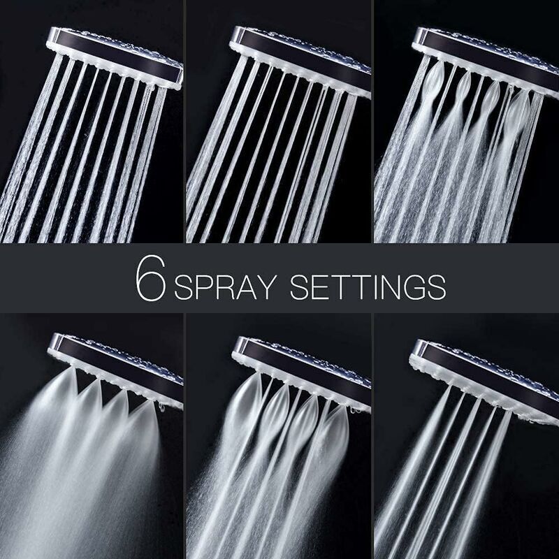 Debuns Large Square High Pressure Shower Head With 6 Modes – Sumo Deals Chrome Debuns High Pressure Shower Head Operating In A Contemporary Tiled Shower