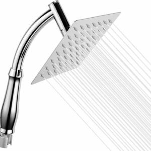 Large square powerful rain shower head with high shine polished chrome finish