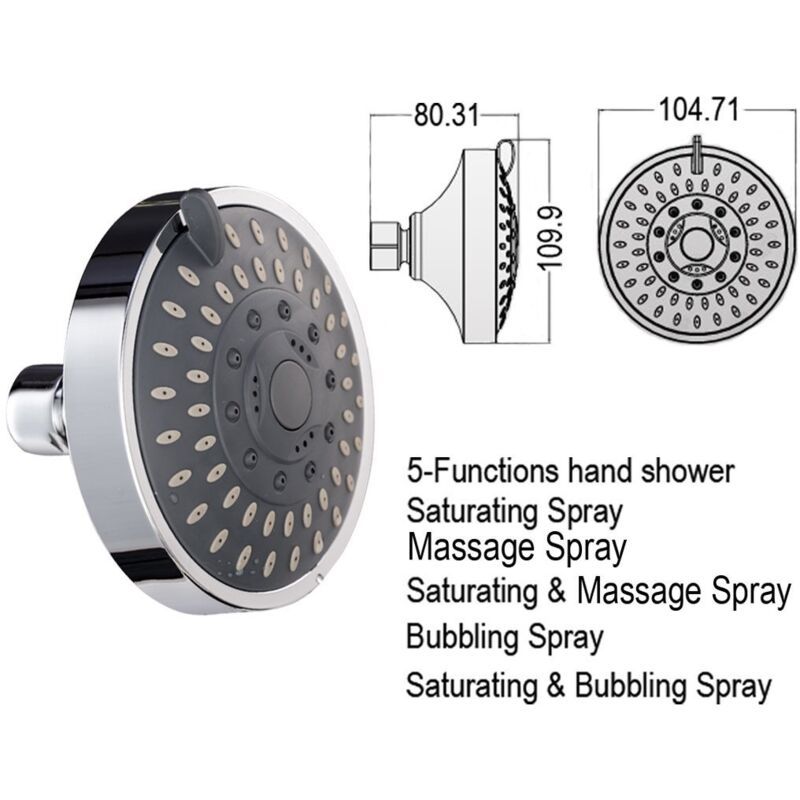 Adjustable Chrome Round Rain Shower Head – Sumo Deals Close Up Of Self Cleaning Rubber Spray Nozzles On A Fixed Shower Head