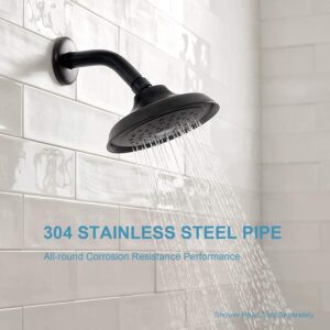 Matte Black Wall Mount Shower Arm 6 Inch – Sumo Deals Matte Black Shower Head Arm Installed On A Tiled Bathroom Wall