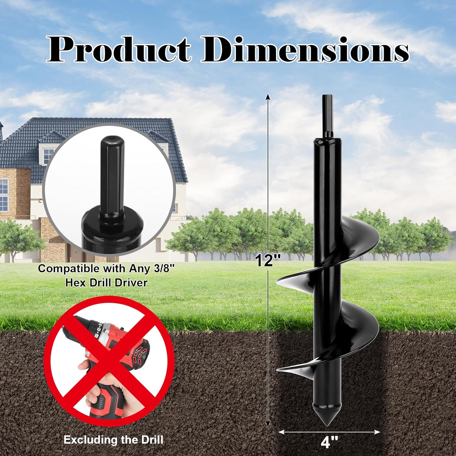 Auger Drill Bit 4X12 Inch | Garden Planting Tool – Sumo Deals Auger Drill Bit