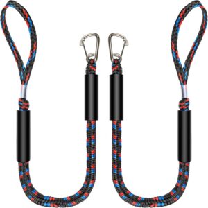 4ft shock absorbing boat bungee dock lines with blue foam floats and stainless clips