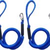 2-pack of blue marine boat bungee dock lines with integrated locking buckle clips