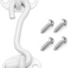 One heavy duty white privacy hook barn door lock with mounting screws