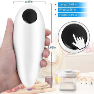Automatic white electric can opener for seniors with a large grey start button