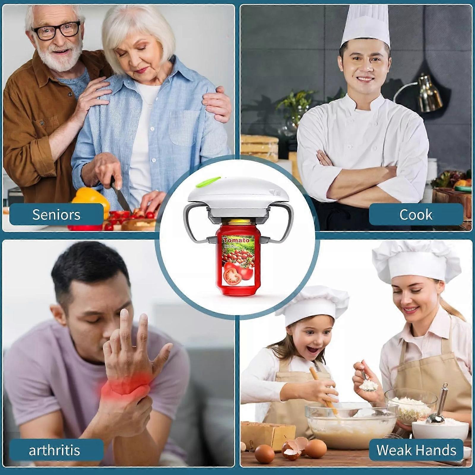 Electric Jar Opener For Seniors And Arthritis Hands – Sumo Deals Elderly Hands Picking Up An Electric Jar Opener Easily