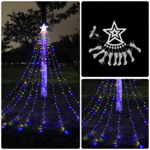 LED Waterfall String Lights with star topper on Christmas tree