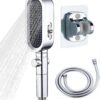 Adjustable High Pressure Shower Head Set With 1.5M Hose And Base Laid Out