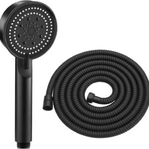 Chrome high pressure shower head with hose attached