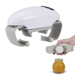 One Touch Automatic Electric Jar Opener sitting on a white jar lid