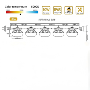 50Ft Led Construction Work String Light (50W, 6000Lm) Product Image Sumo Deals
