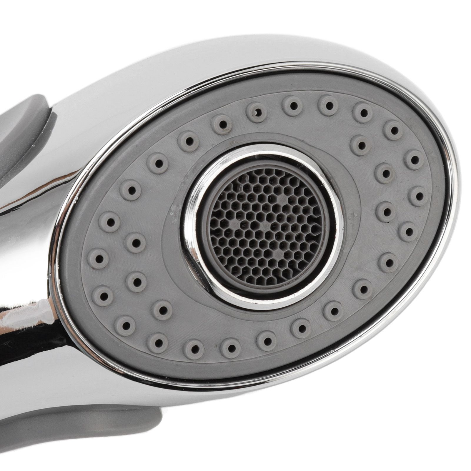 Handheld Shower Heads Silicone Massage Nozzle - Spa Wand – Sumo Deals Close Up Of The Two Speed Adjustment Switch On A White Massage Shower Head