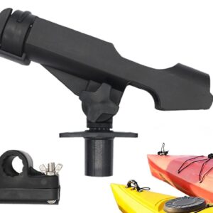Black rotatable fishing rod holder for kayak mounting