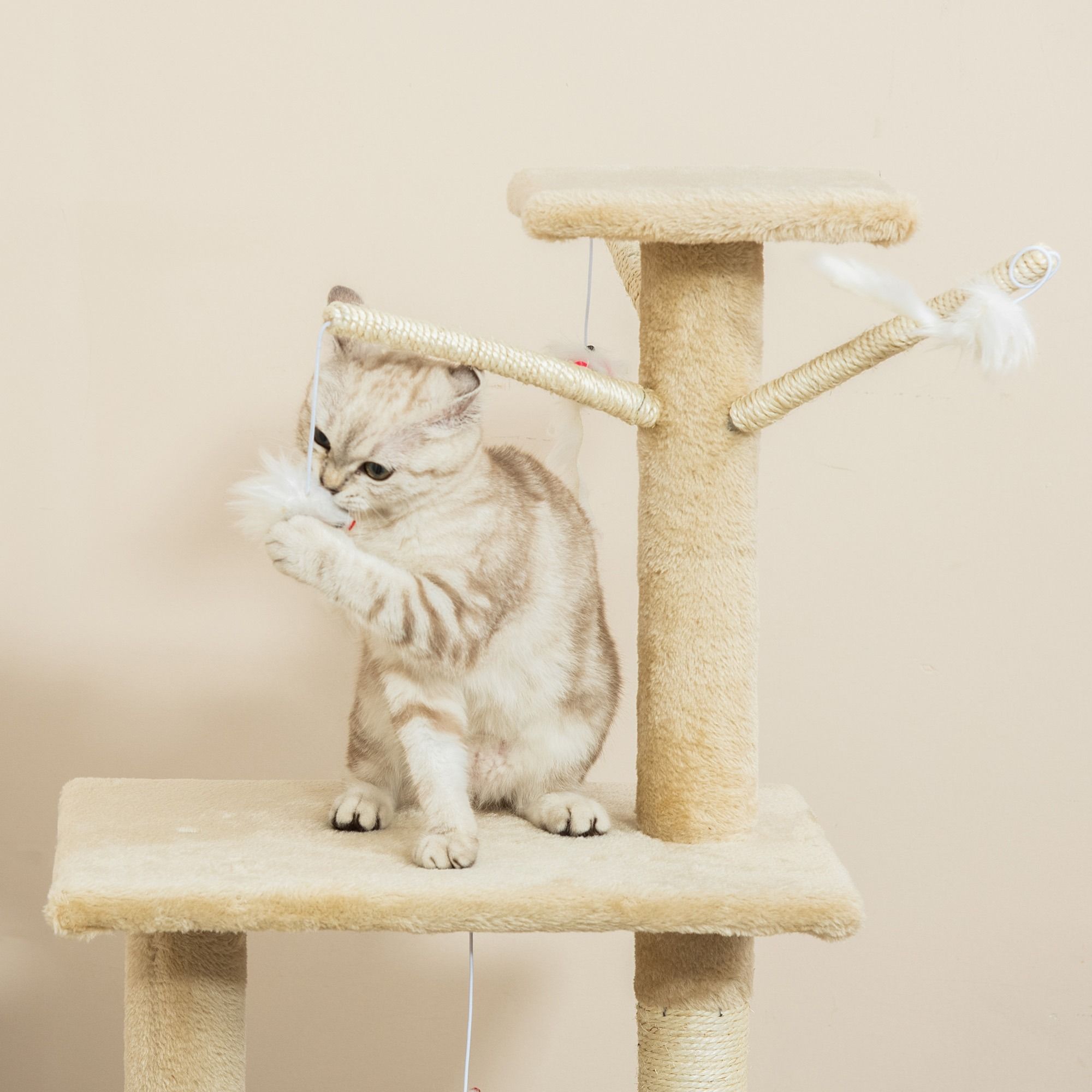 134Cm Cat Tree With Hammock &Amp; Sisal Posts - Beige – Sumo Deals 134Cm Cat Tree