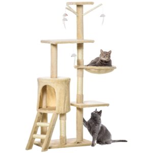134Cm Cat Tree With Hammock &Amp; Sisal Posts - Beige – Sumo Deals 134Cm Cat Tree