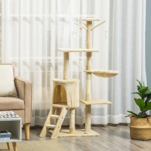 134Cm Cat Tree With Hammock &Amp; Sisal Posts - Beige – Sumo Deals 134Cm Cat Tree